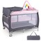 Babyjoy 3 in 1 Baby Playard Portable Infant Nursery Center w/ Zippered Door Pink/Grey/Pink & White/Green